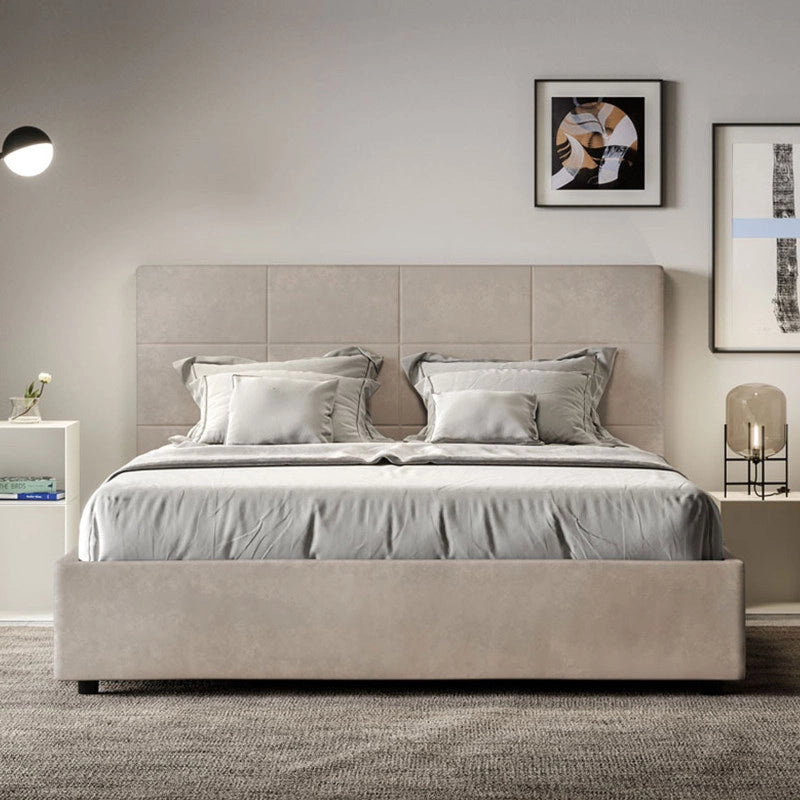Letto imbottito Piazza e mezzo 130x210 cm Mika - Contenitore,Microfibra,Sabbia