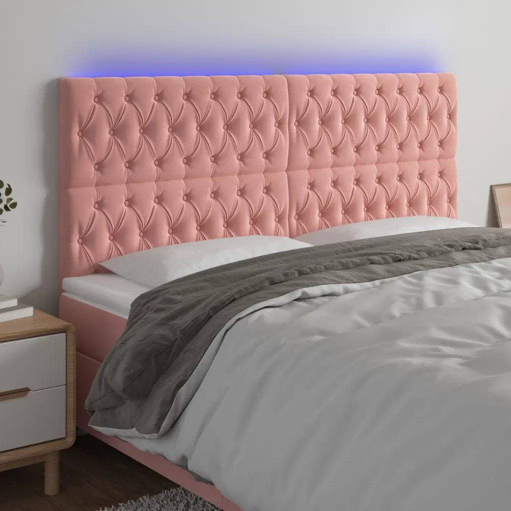 Testiera | Testata a LED rosa 200x7x118/128 cm in Velluto