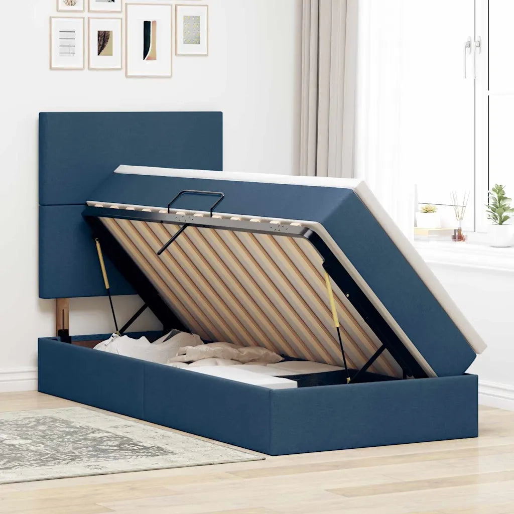 Letto con contenitore e LED con led Blu 100 x 200 cm Poliestere