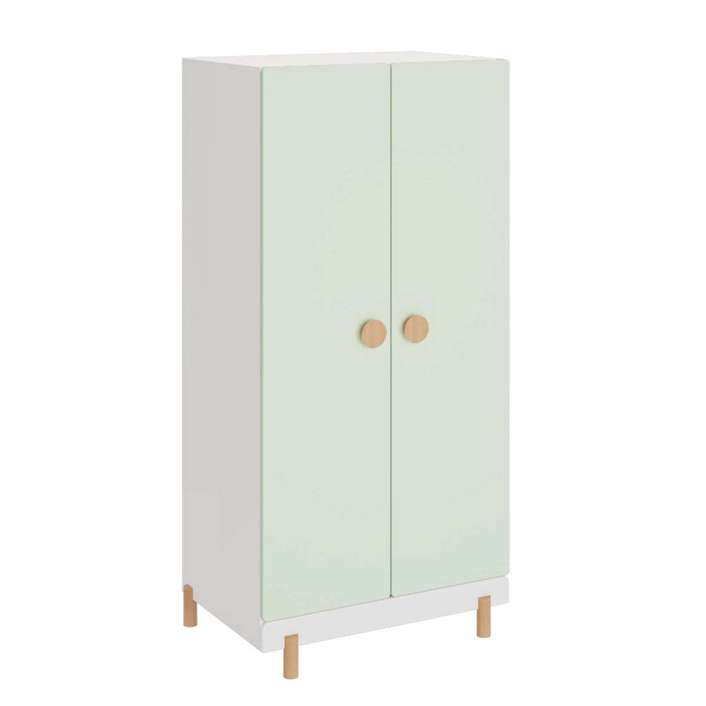 Armadio per Cameretta Vaarentaa a 2 Ante 126x60x41 cm - Bianco/Verde Menta [en.casa]