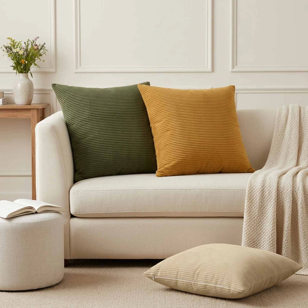 Federa 2 pz HEERLEN Verde 60 x 60 cm corduroy 912629