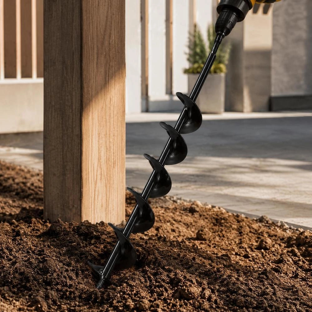 Earth Auger For Drill, 8x60 Cm Post Hole Digger, For 3/8-inch Hex Drill Bits, Earth Hole Auger, Through Hole Auger, Hole Drilling Attachments For Digging Garden Post Holes And Fences