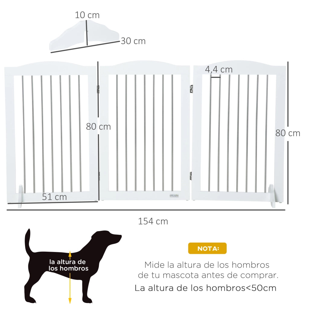 Barriera di Sicurezza per Cani Porte e Scale Pieghevole ¨C zephmum ¨C Bianco 154x30x80 cm