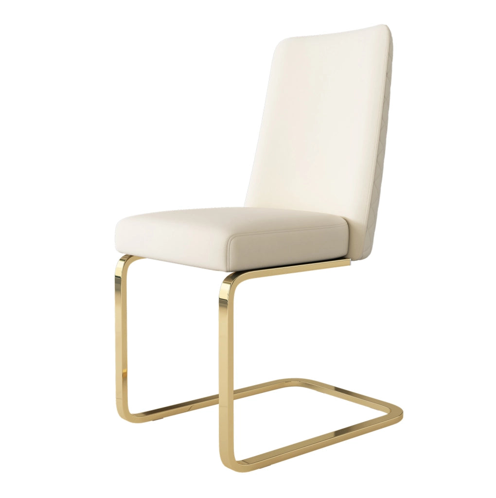 SEDIA da pranzo in velluto, Set da 4 pezzi, beige, con gambe in metallo