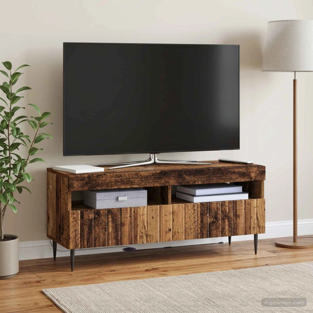 Mobile TV LED ZWOLLE 100 x 35 x 43 cm Legno antico 896553