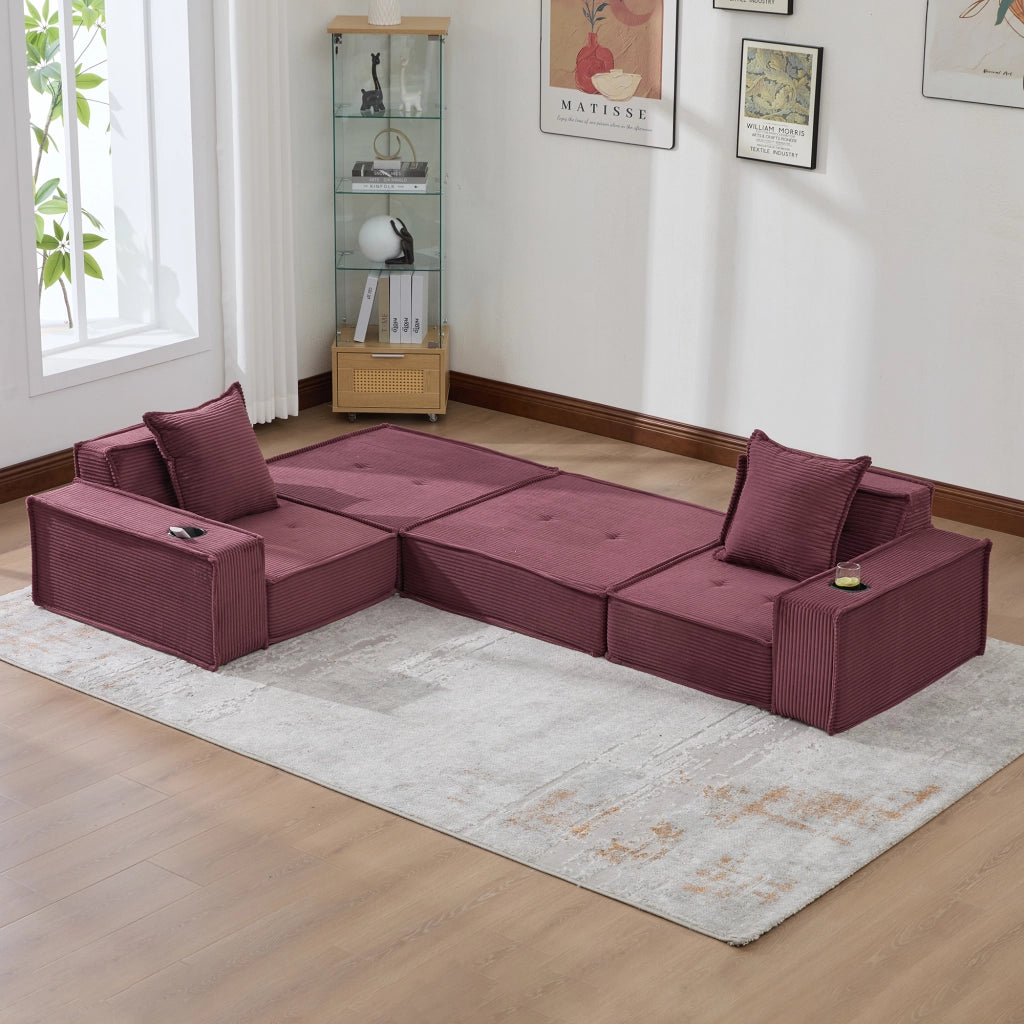 Divano Letto 2 Posti con Poggiapiedi e Cuscini ¨C MINIMAL ¨C Tessuto