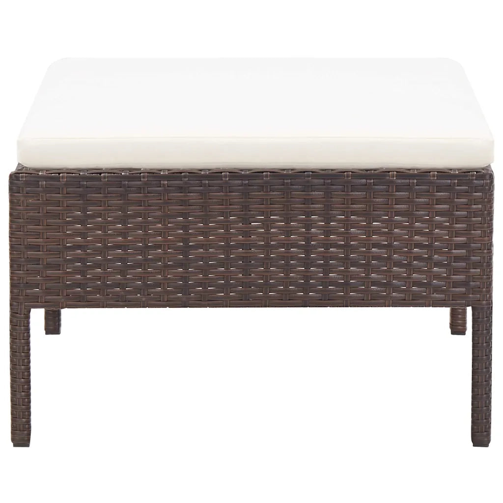 Set Divani da Giardino 3 pz con Cuscini in Polyrattan Marrone 48959
