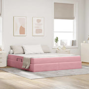 Letto con contenitore e materasso Rosa 160 x 200 cm Velluto 3399735