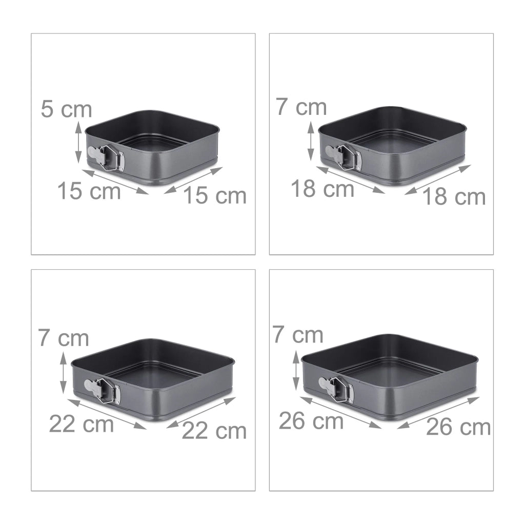 Set di 4 stampi quadrati antiaderenti per pasticceria pratica 20 x 20 x 5 cm in alluminio nero 13_0012975