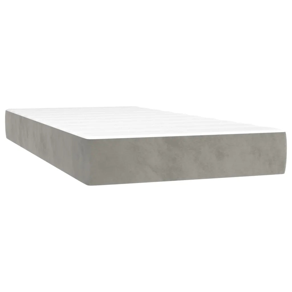 Letto a Molle con Materasso e LED Grigio Chiaro 100x200 cm Velluto