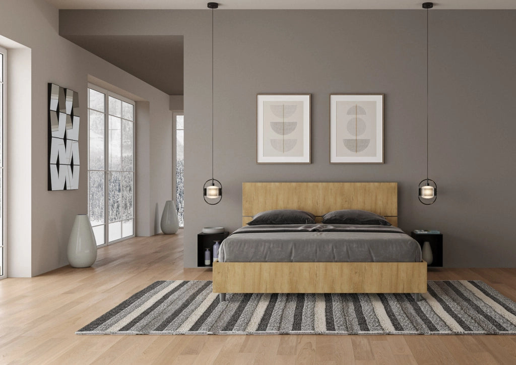 Letto Matrimoniale 160x190 cm Senza Rete Testata Dritta Demas Quercia
