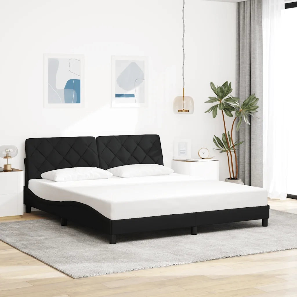 Letto matrimoniale | Letto per adulti | Giroletto senza Materasso Nero 180x200 cm in Tessuto