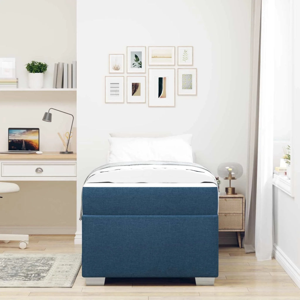 Struttura del letto con materasso Blu 80 x 200 cm Tessuto