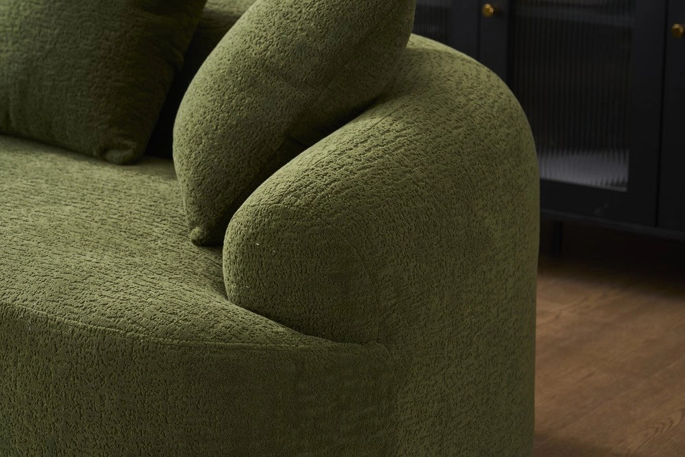 Divano 2 posti con cuscini ¨C Minimal ¨C Verde tessuto imbottito