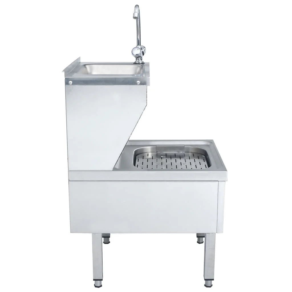 Lavabo professionale per lavaggio mani con rubinetto lavabo da appoggio per cucina mensa ristorazione 109 cm acciaio inox 02_0002448
