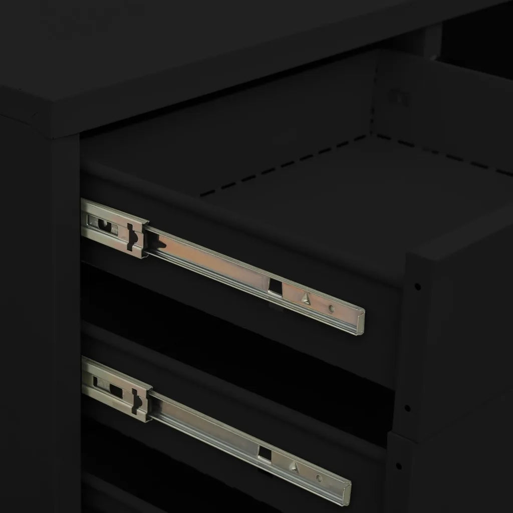 Armadio da ufficio in acciaio nero 90 x 40 x 102 cm con ripiano regolabile e pratici cassetti in stile contemporaneo 02_0046905