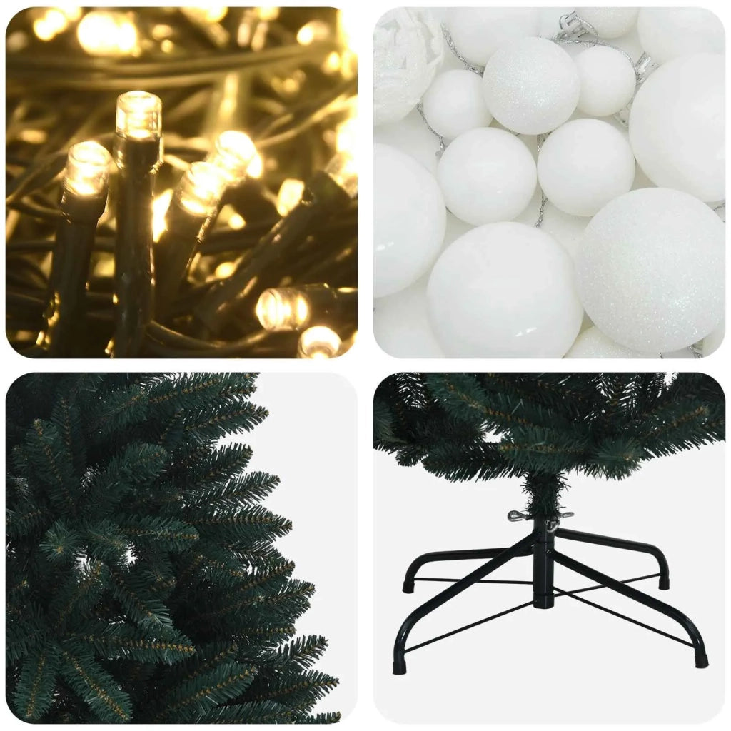 Albero di Natale artificiale verde scuro con palline 120 cm 3466111