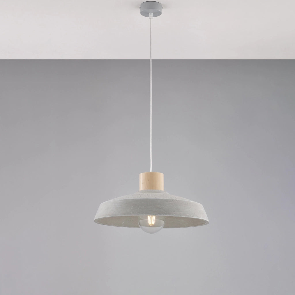 Sospensione 1 Luce Portland In Ferro E Diffusore Cemento Diam 40