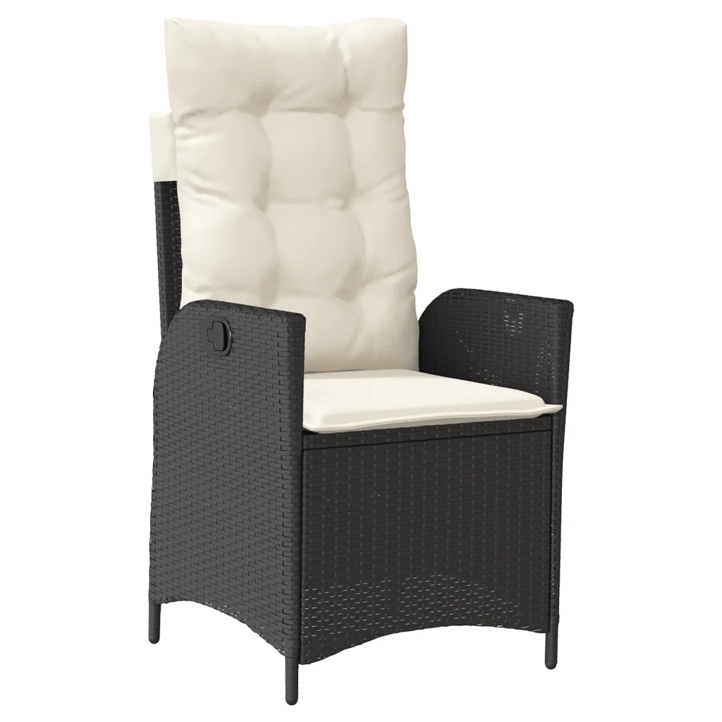 Set da Pranzo da Giardino 9 pz con Cuscini Nero in Polyrattan 3213066
