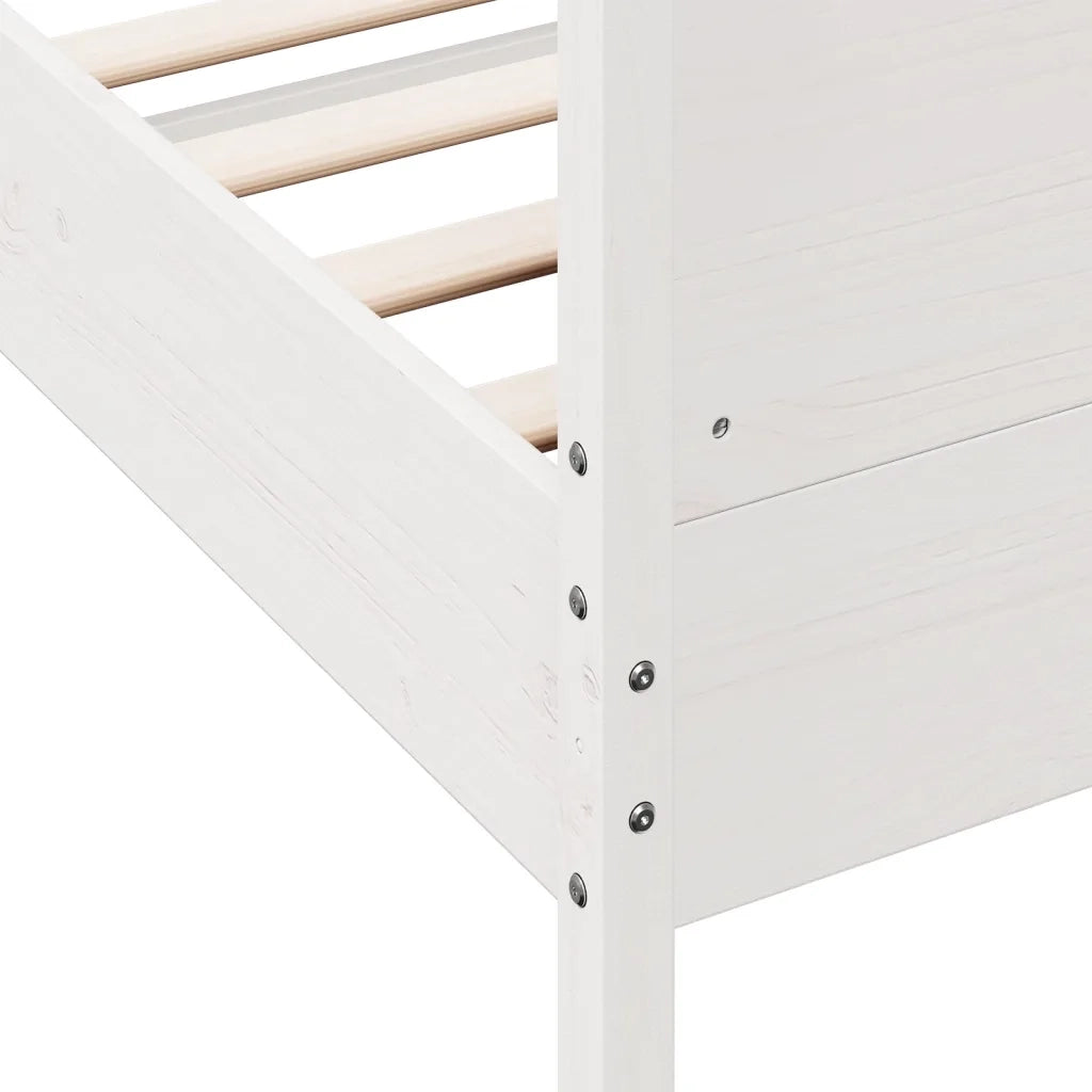 Letto senza Materasso-Struttura Letto Bianco 75x190 in Legno Massello di Pino 330866