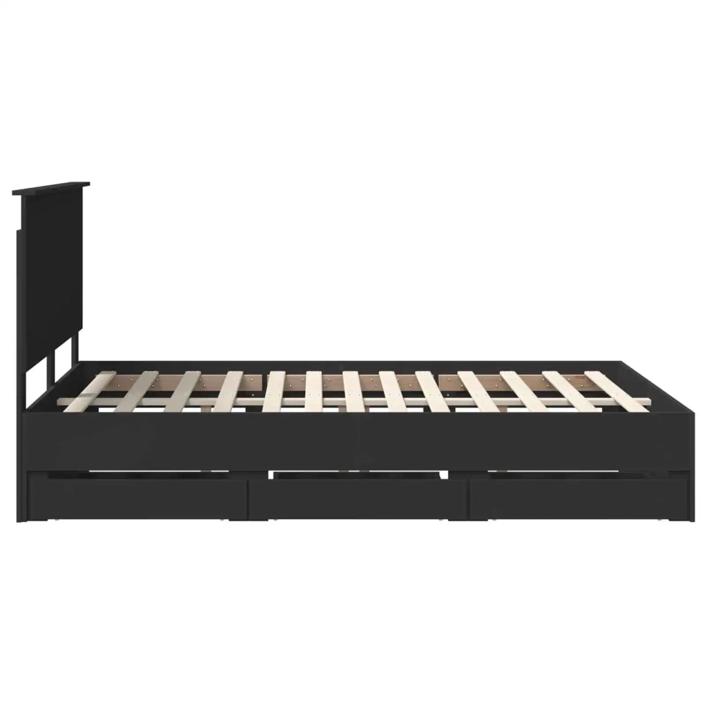 Letto matrimoniale | Letto per adulti | Struttura del letto Nero 140 x 200 cm Legno Ingegnerizzato