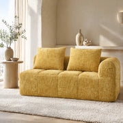 Divano con chaise longue giallo in chenille; 158x90x60 cm