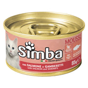 ALIMENTO PER GATTI 'MOUSSE' salmone e gamberetti - gr 85- 24 pezzi  - MONGE