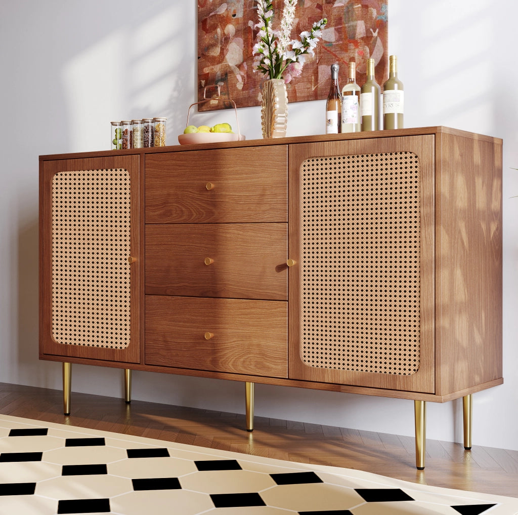 Credenza 150 cm noce con 2 ante e 3 cassetti