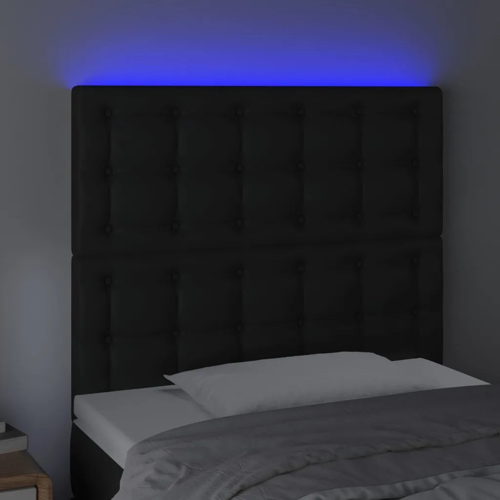 Testiera | Testata a LED nero 90x5x118/128 cm in Similpelle