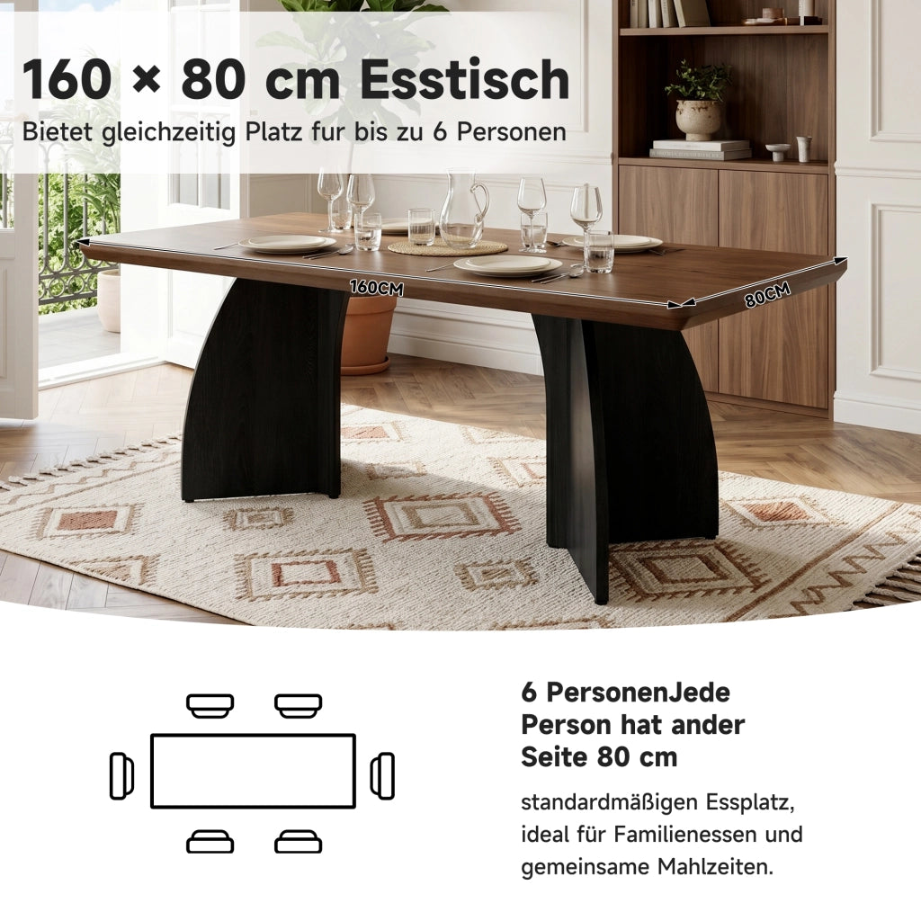 Tavolo da pranzo 160x80 cm in MDF noce