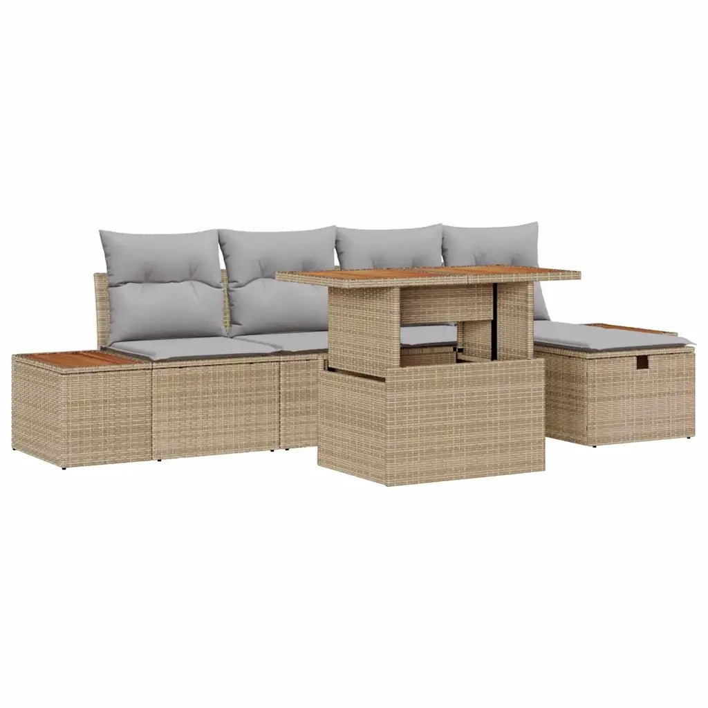 Set Divano da Giardino con cuscino 6 pcs Beige polyrattan 3360075