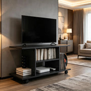 Mobile porta TV nero 80 cm con ruote girevoli