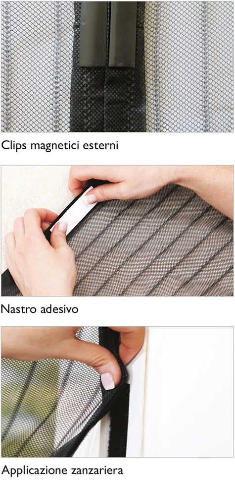 ZANZARIERA CON CHIUSURA MAGNETICA 140X250CM NERA