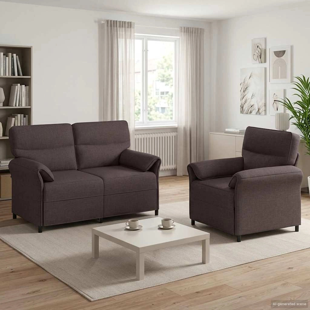 Set di divani 2 pz Marrone Scuro Tessuto 3424847