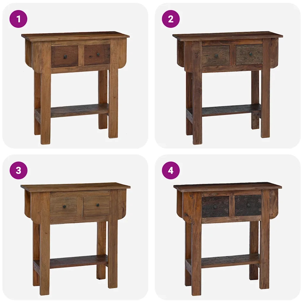 Table console bois de récupération mélangé 80x35x80 cm