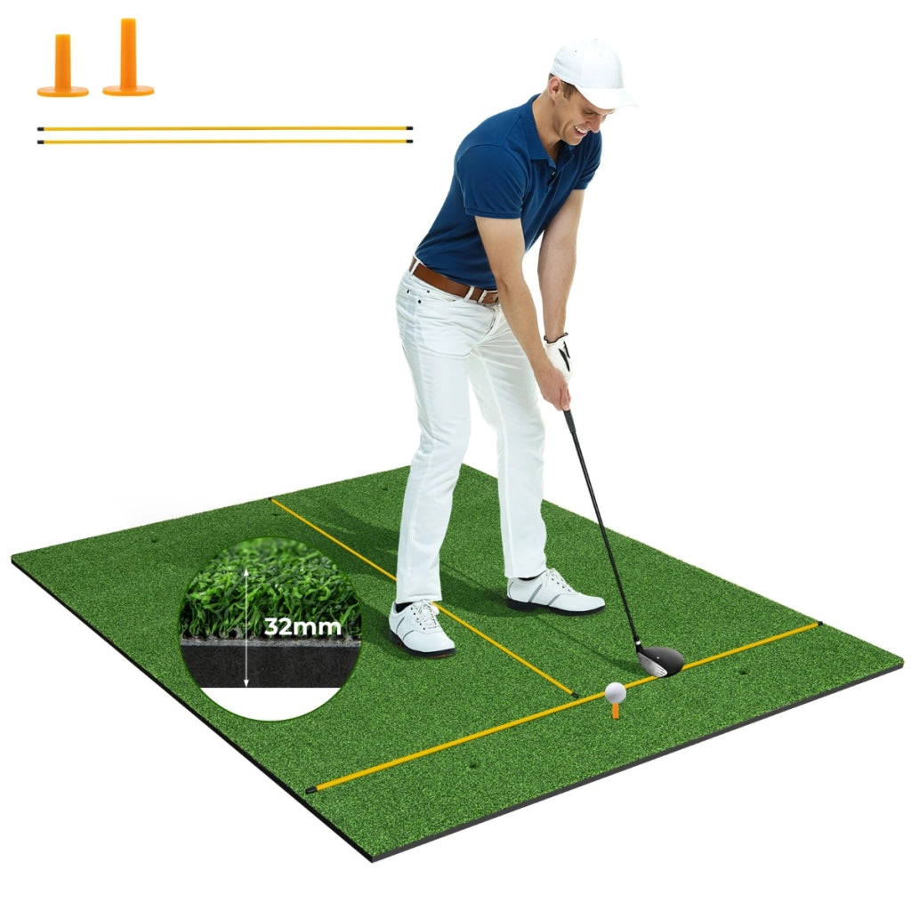 Tappetino golf con 2 punte da golf 2 astine di allineamento fori preforati, Tappetino in erba sintetica 152x117x3,2cm-Golf