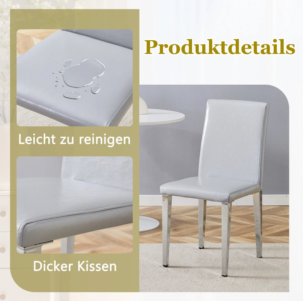 SEDIA da pranzo moderna 90 cm grigio chiaro e argento Set da 2 pezzi