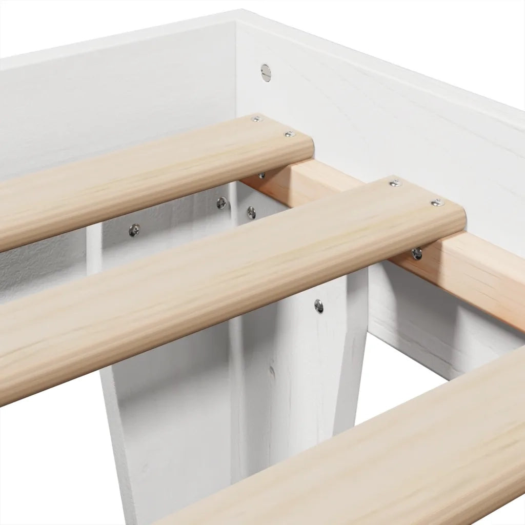Letto senza Materasso-Struttura Letto Bianco 90x200 cm Legno Massello di Pino 371401