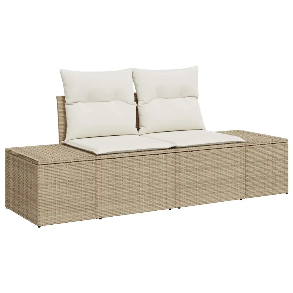 Set Divano da Giardino con cuscino 9 pcs Beige Poly Rattan