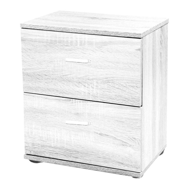 Comodino 2 Cassetti 40x30x45 Bianco Legno