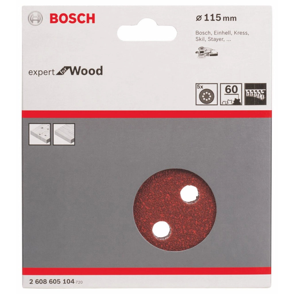 Set Dischi Abrasivi per Levigatrice Pex 115A 5 Pezzi. Grana 40 Bosch