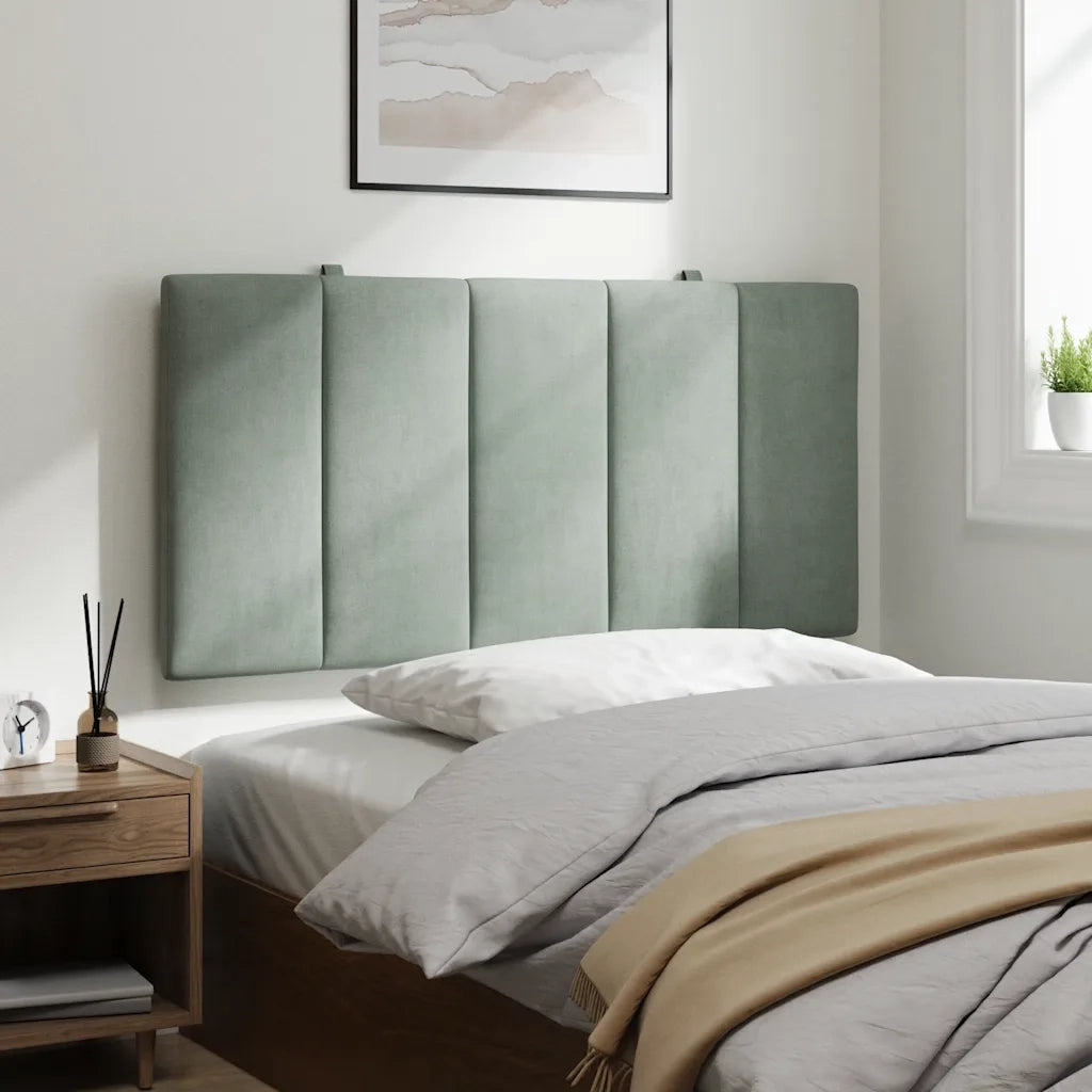 Coussin de tête de lit Hanko gris clair 100 cm velours