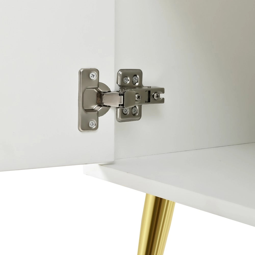 Cassettiera con 2 cassetti e 4 ante ¨C Minimal ¨C bianco legno naturale 140x35x82 cm per soggiorno cucina