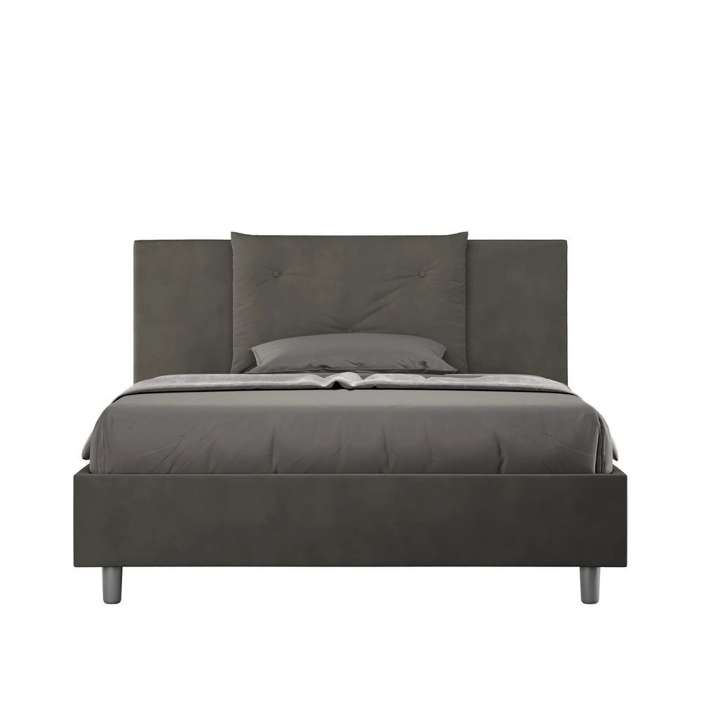 Letto Matrimoniale 160x210 cm con Rete e Contenitore Appia Grigio