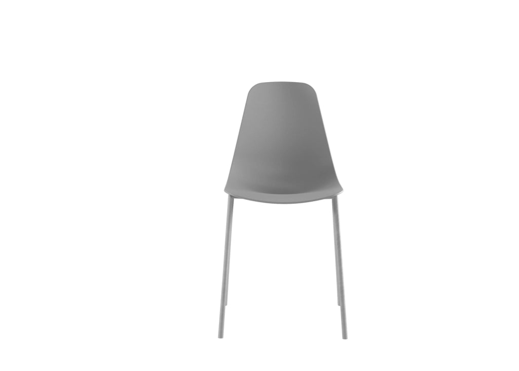 Sedia Frida Design Moderno in Polipropilene con Gambe in Metallo - Seduta Ergonomica per Arredo Interni Casa Ufficio - Grigio Chiaro