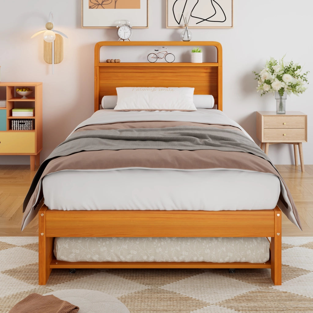 Letto estraibile 90×200 cm con posto aggiuntivo 90×190 cm; montaggio reversibile; senza materasso; naturale