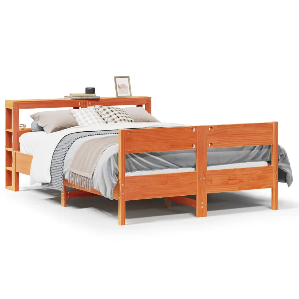 Letto senza Materasso-Struttura Letto Marrone Cera 120x200 cm in Legno di Pino 617304