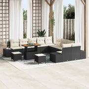 Set Divano da Giardino con cuscino 13 pcs Nero Poly Rattan