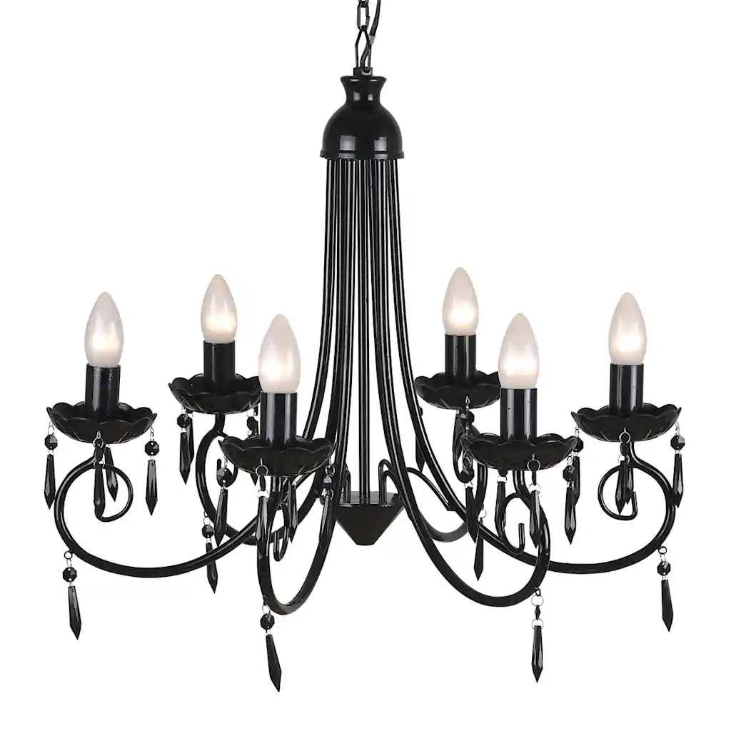 Lampada da Soffitto Pendente Elegante Nera 6 Portalampade 240689