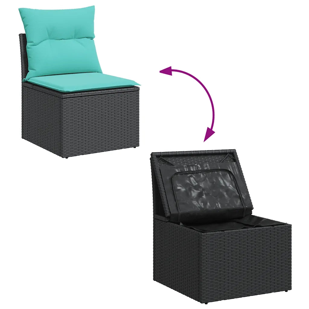 Set Divani da Giardino 6 pz con Cuscini Nero in Polyrattan 3256449